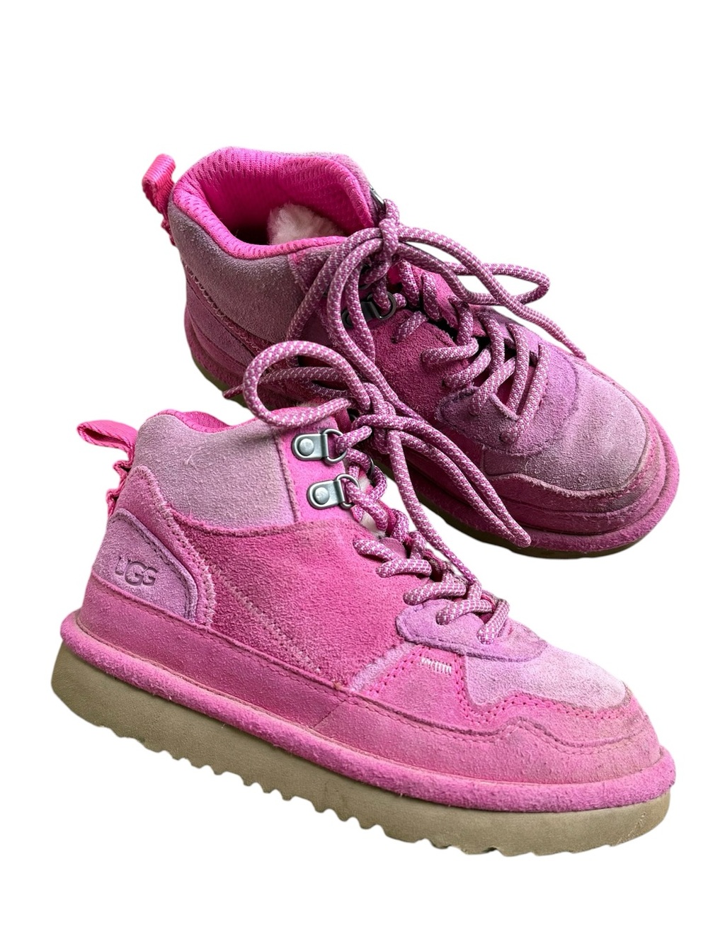 Ugg Highland Hi heritage little kids pink suede lace up boots 13C